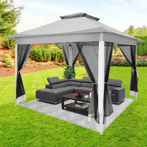 12x12ft Pop-Up Gazebo Tent with Mosquito Netting