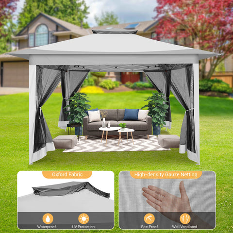 12x12ft Pop-Up Gazebo Tent with Mosquito Netting