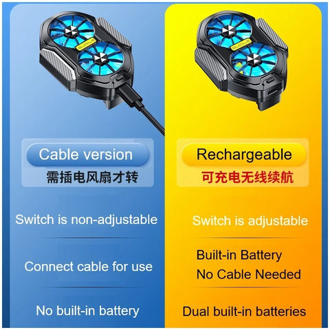 FS01 Dual Fan Rechargeable Phone Cooler with Game Button