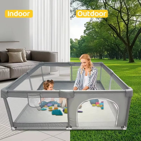 IMBABY Large Gray Baby Playpen Safety Activity Fence